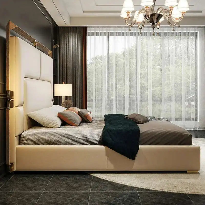 Upholstered Platform Bed with Wood Trim | Luxury Design