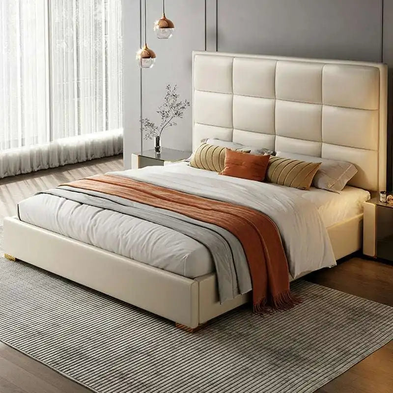 Tufted Platform Bed - Modern Faux Leather Bed Frame