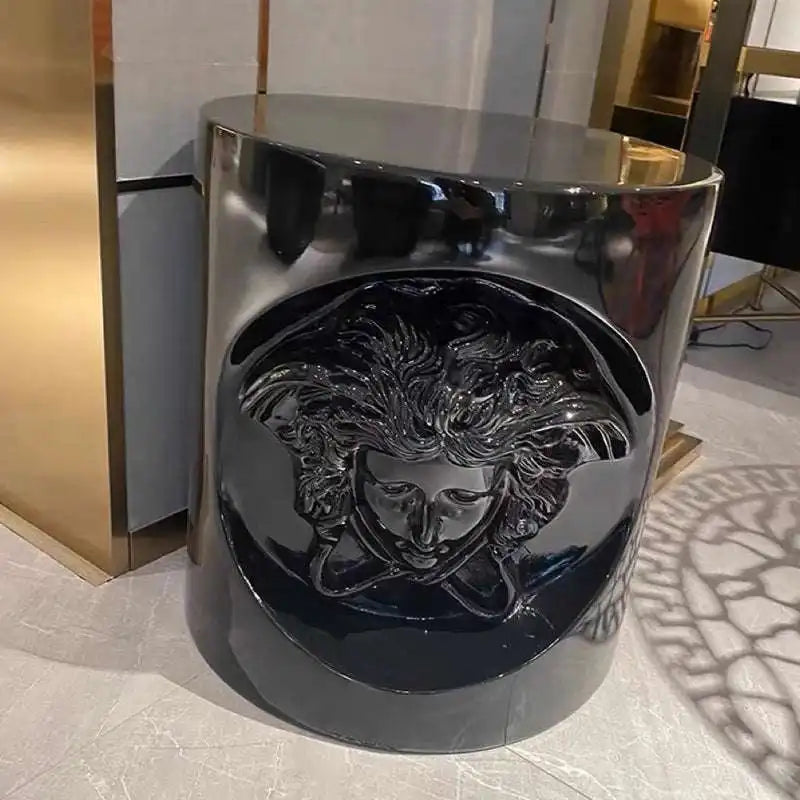 Embossed Round End Table - Modern Luxury Accent Table