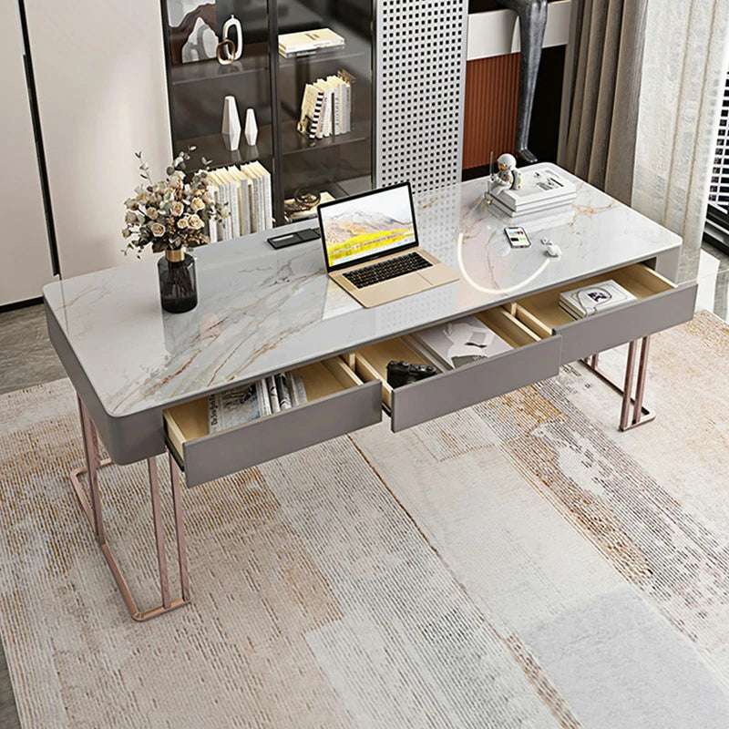 Sintered Stone Desk | Modern Office Desk with Storage Drawers