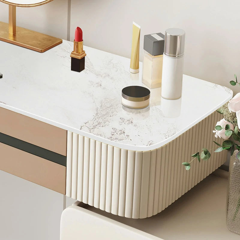 Vanity Desk with Lighted Mirror - Modern Makeup Table Set