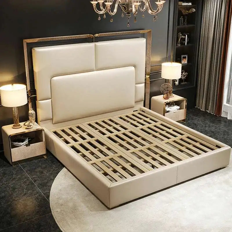 Upholstered Platform Bed with Wood Trim | Luxury Design