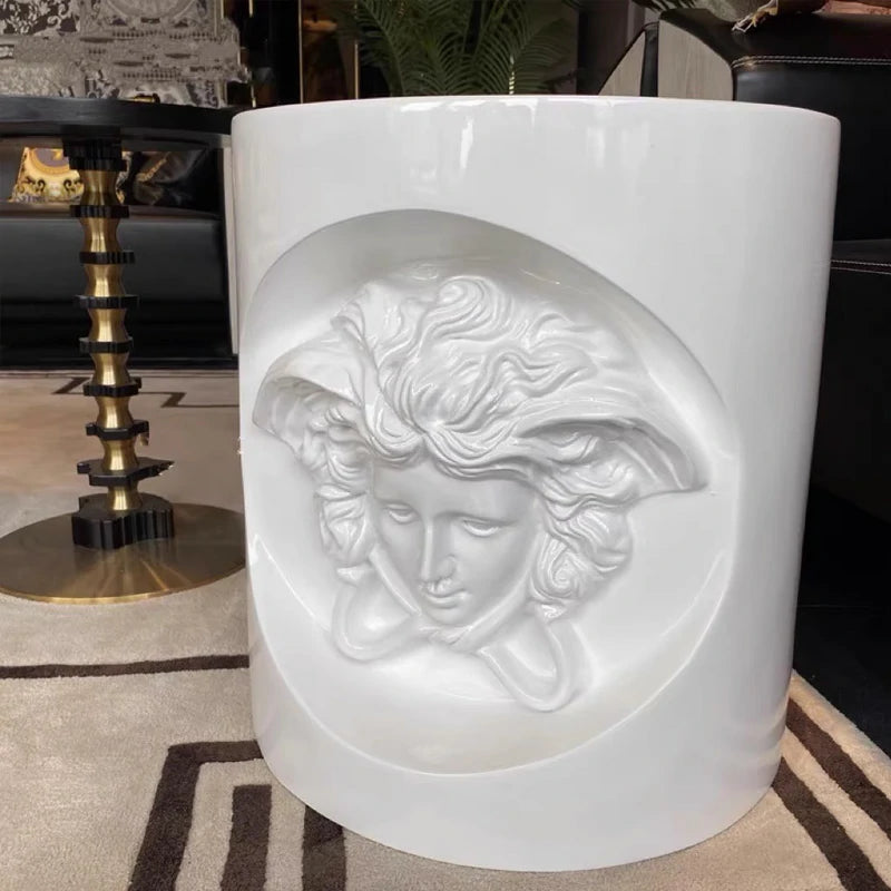 Embossed Round End Table - Modern Luxury Accent Table