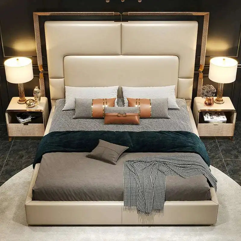 Upholstered Platform Bed with Wood Trim | Luxury Design