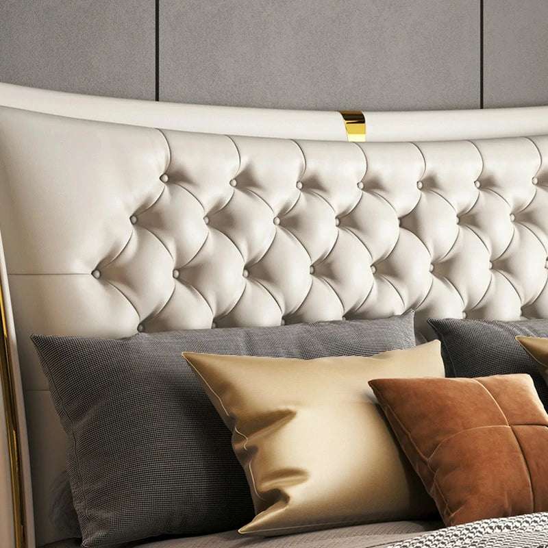 Tufted Platform Bed with Wingback Headboard
