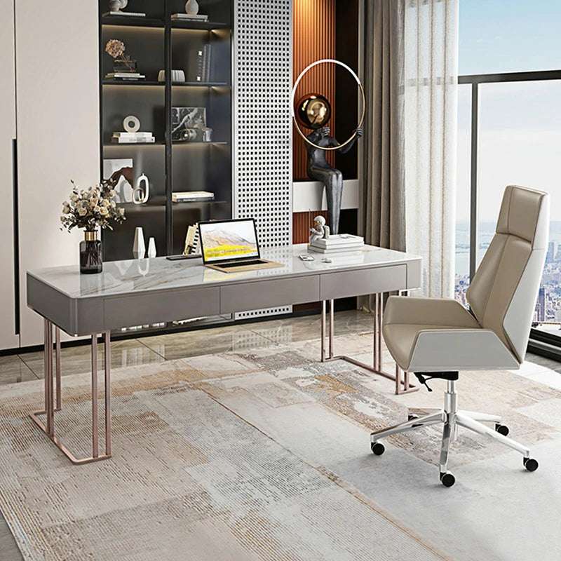 Sintered Stone Desk | Modern Office Desk with Storage Drawers