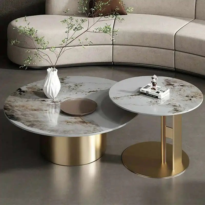 Marble Nesting Coffee Tables | Modern Gold Base