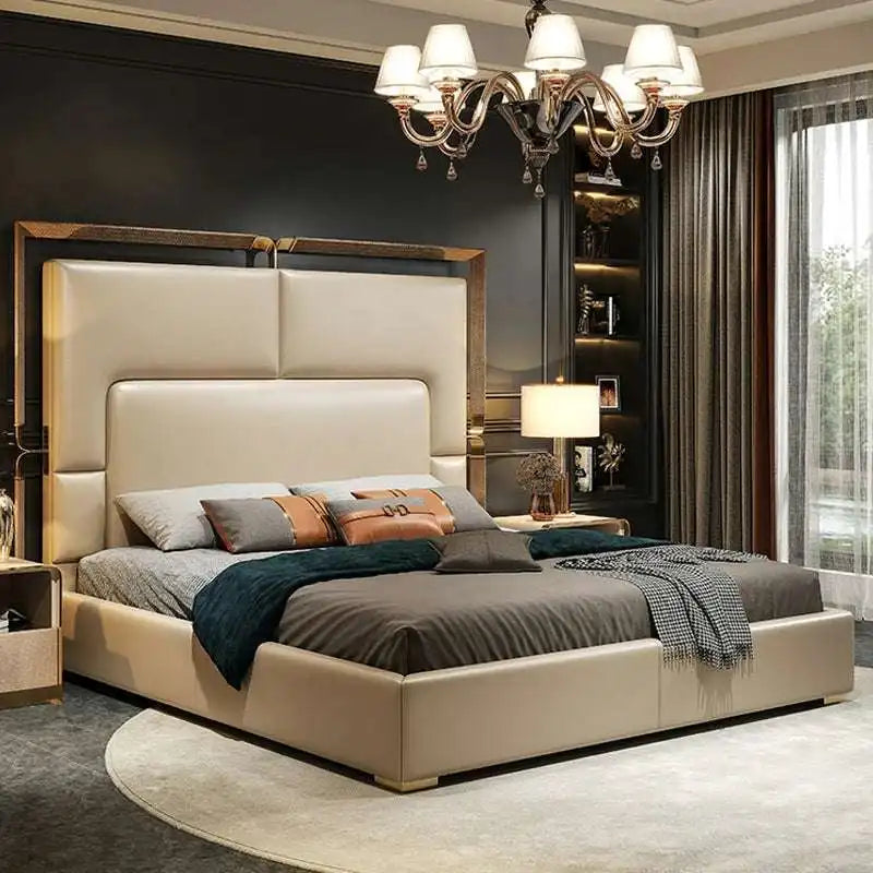 Upholstered Platform Bed with Wood Trim | Luxury Design