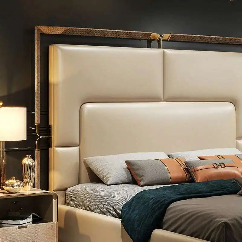 Upholstered Platform Bed with Wood Trim | Luxury Design
