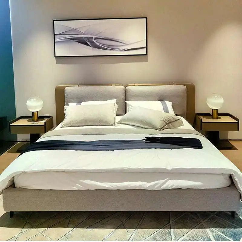 Upholstered Platform Bed | Modern Split Backrest Design