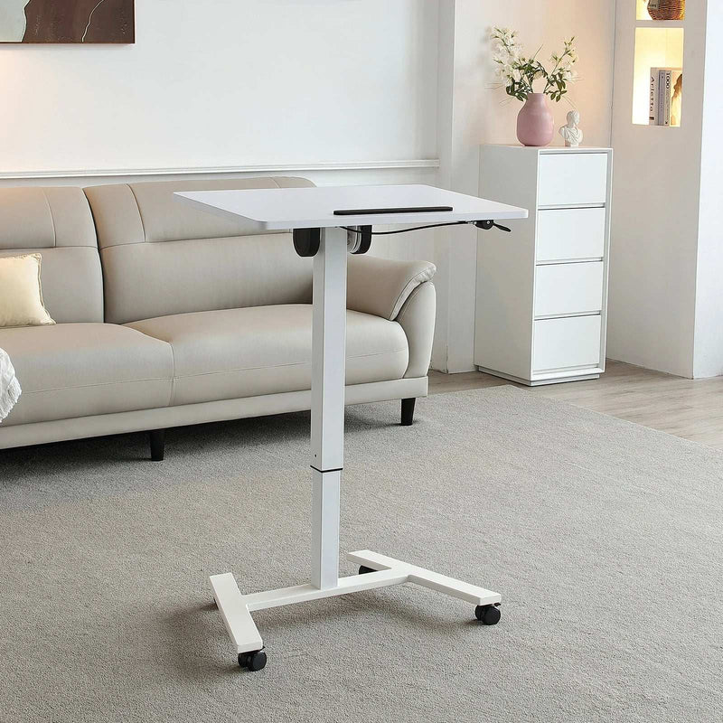 White Mobile Laptop Desk | Adjustable Standing Desk
