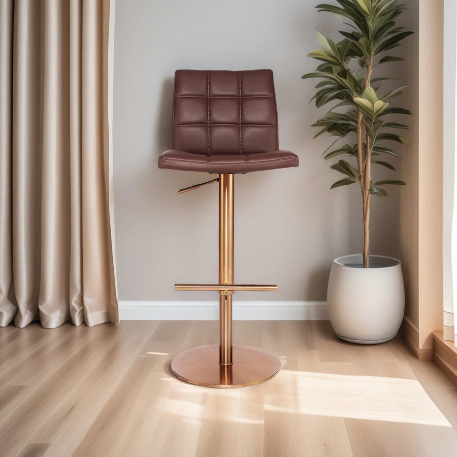 Gold Adjustable Bar Stool - Cushioned Seat | Home Bar Furniture