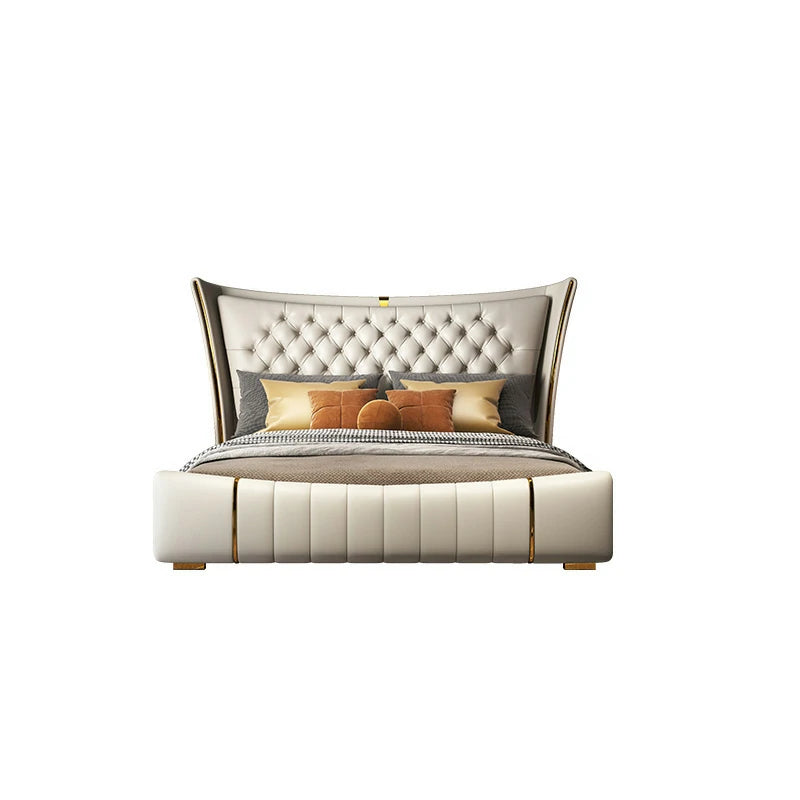 Tufted Platform Bed with Wingback Headboard