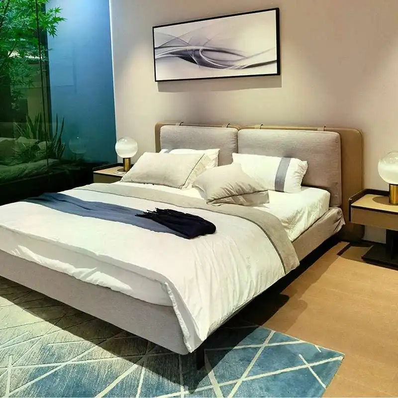 Upholstered Platform Bed | Modern Split Backrest Design