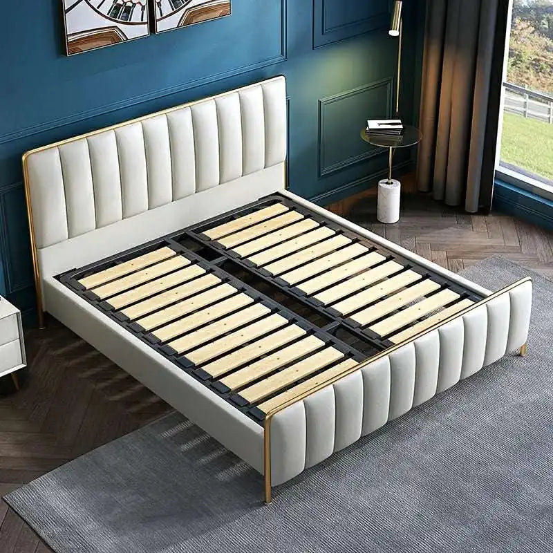 Upholstered Bed with Gold Frame - Modern Bedroom Furniture