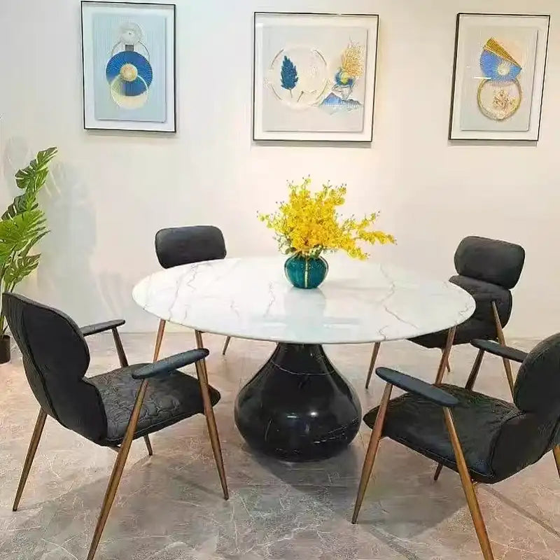 Black Leather Dining Chair | Stainless Steel Legs | Modern Design