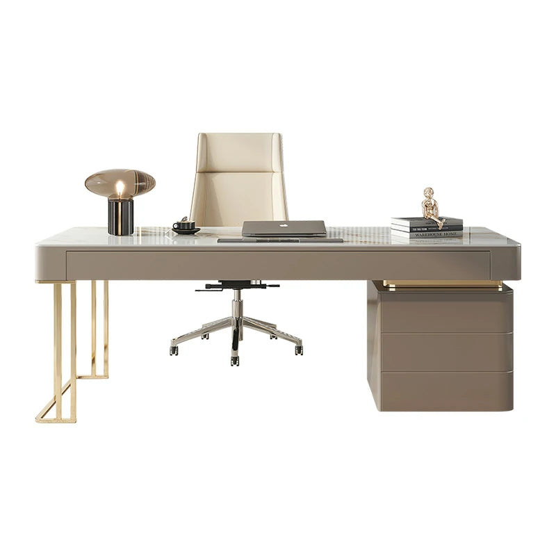 Sintered Stone Desk - Modern Executive Office Desk with Storage
