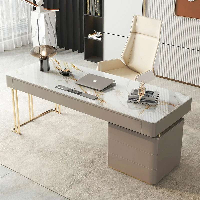 Sintered Stone Desk - Modern Executive Office Desk with Storage