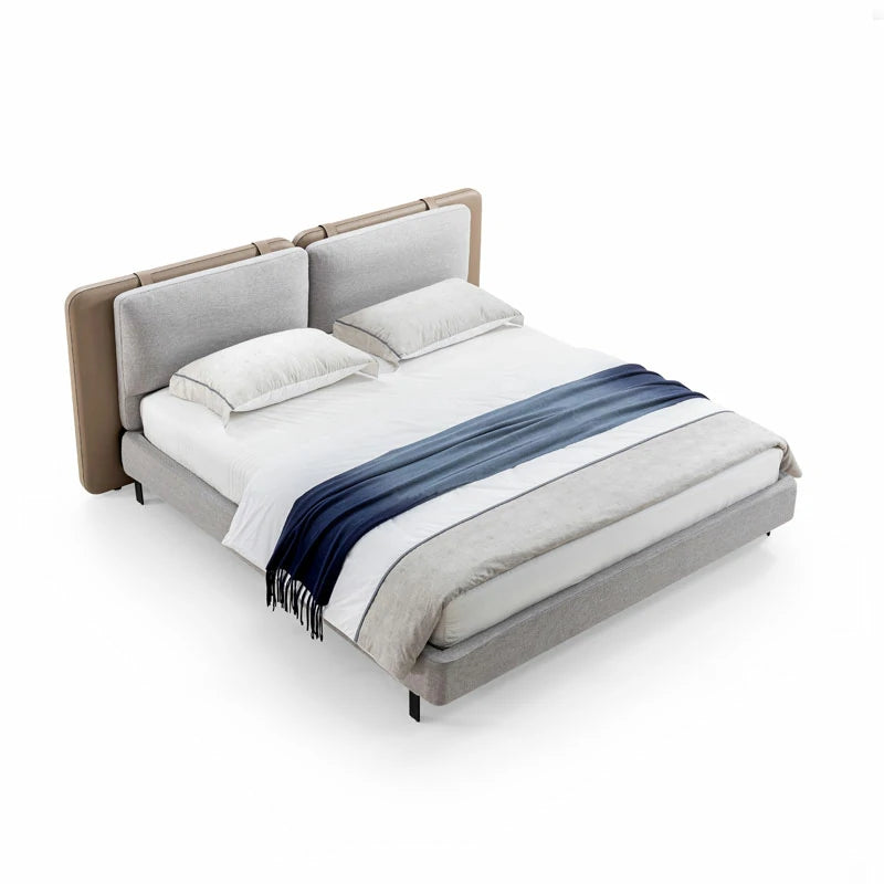 Upholstered Platform Bed | Modern Split Backrest Design