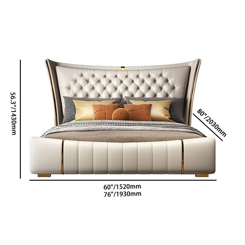 Tufted Platform Bed with Wingback Headboard