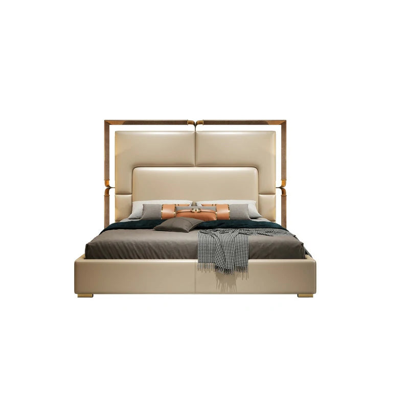 Upholstered Platform Bed with Wood Trim | Luxury Design