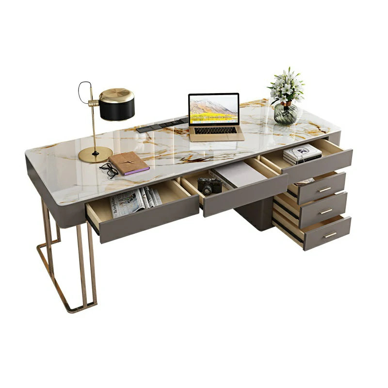 Stone Top Office Desk | Modern Executive Desk with Storage