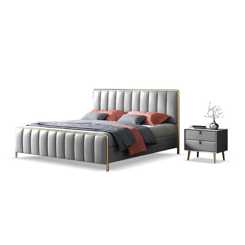 Upholstered Bed with Gold Frame - Modern Bedroom Furniture