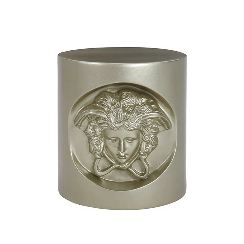 Embossed Round End Table - Modern Luxury Accent Table