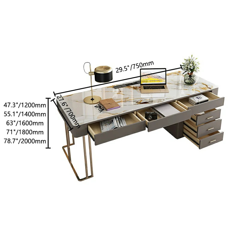 Stone Top Office Desk | Modern Executive Desk with Storage