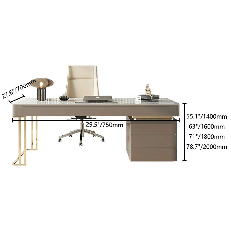 Sintered Stone Desk - Modern Executive Office Desk with Storage