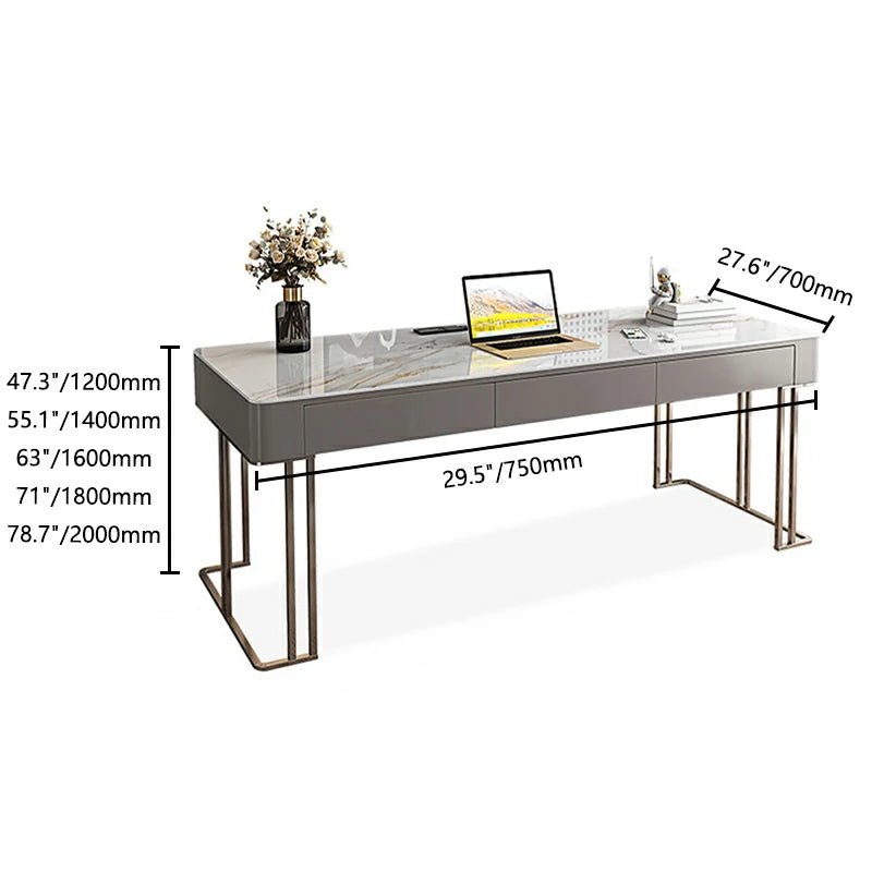 Sintered Stone Desk | Modern Office Desk with Storage Drawers