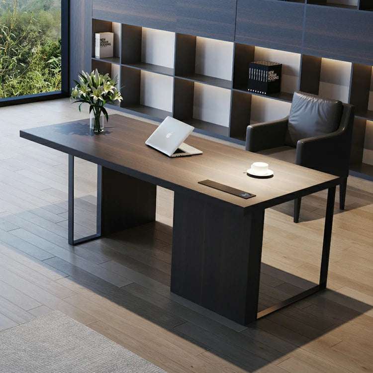 Walnut Wood Grain Desk - Minimalist Office Computer Table