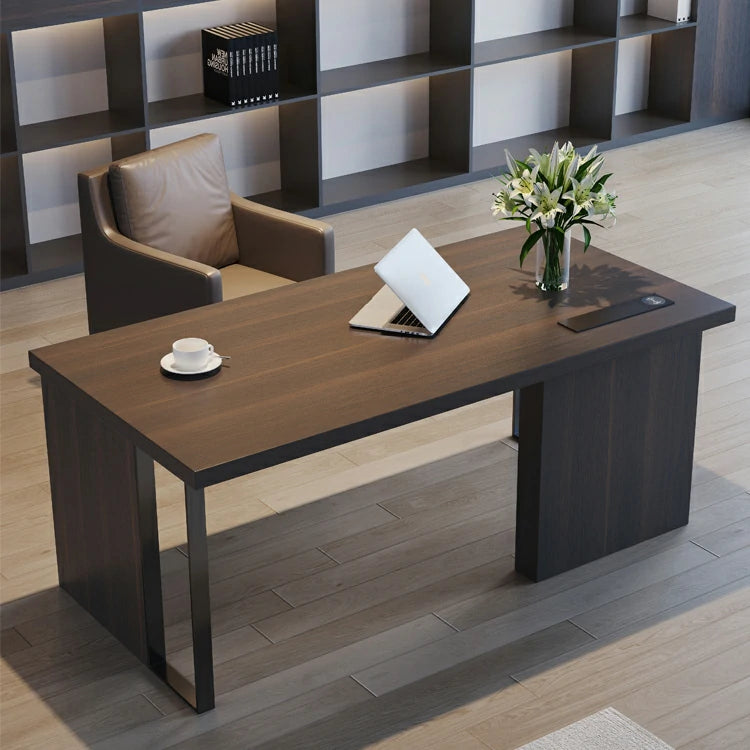 Walnut Wood Grain Desk - Minimalist Office Computer Table