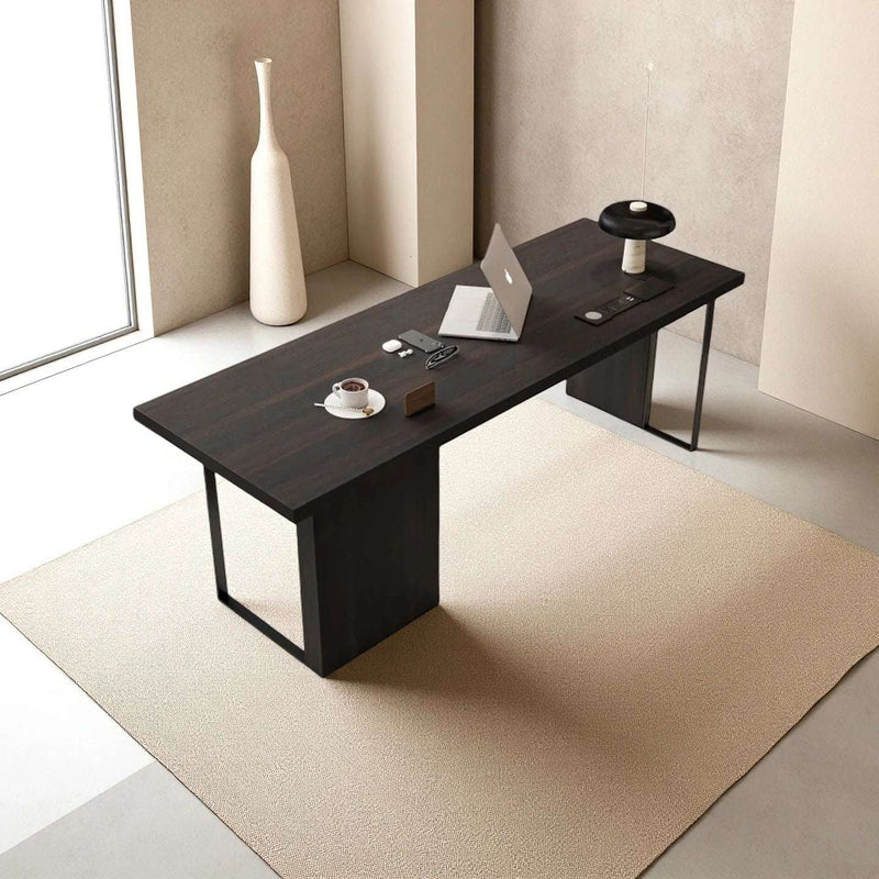 Walnut Wood Grain Desk - Minimalist Office Computer Table