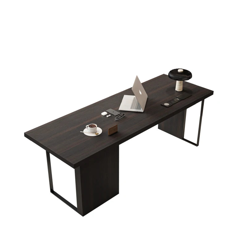 Walnut Wood Grain Desk - Minimalist Office Computer Table