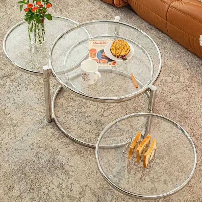 Glass Nesting Tables - Modern Chrome Coffee Table Set