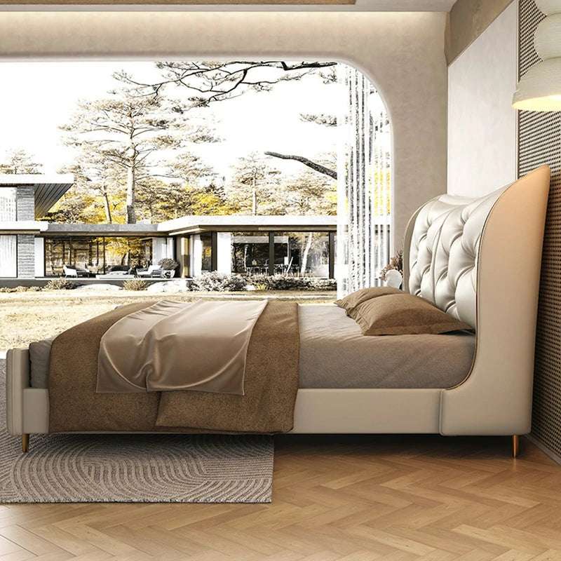 Luxury Platform Bed with Wingback Tufted Frame