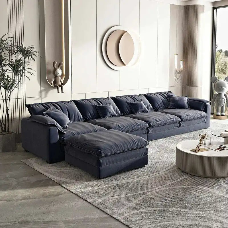 Modern Beige Oversized Sofa - Plush & Spacious Design