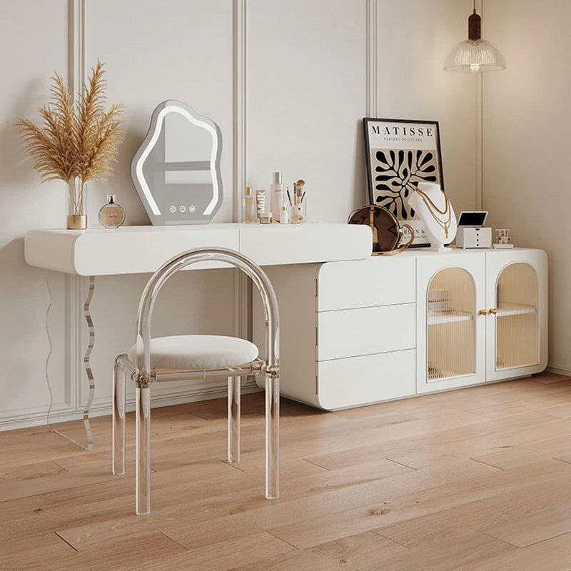 Smart Makeup Vanity Retractable Dressing Table with Mirror & Lights