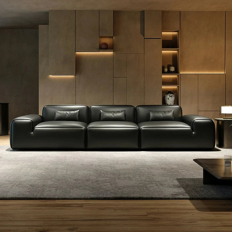 Black Leather Sectional Sofa - Modern Comfort
