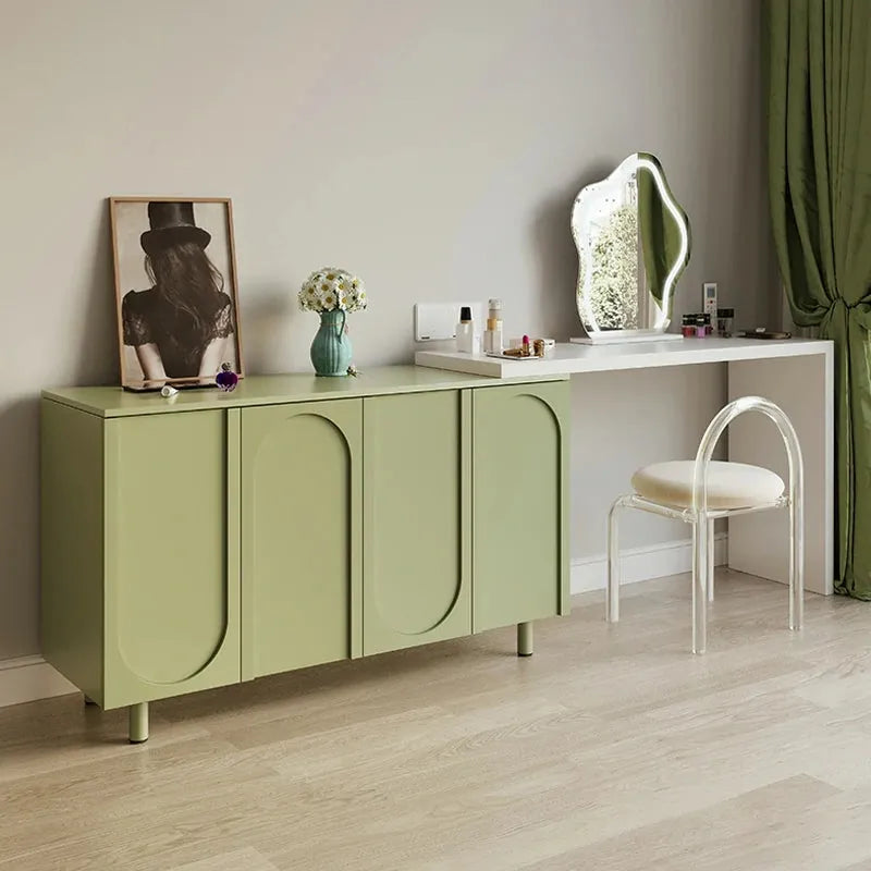 Vintage Makeup Vanity Table with Storage and Mirror Set