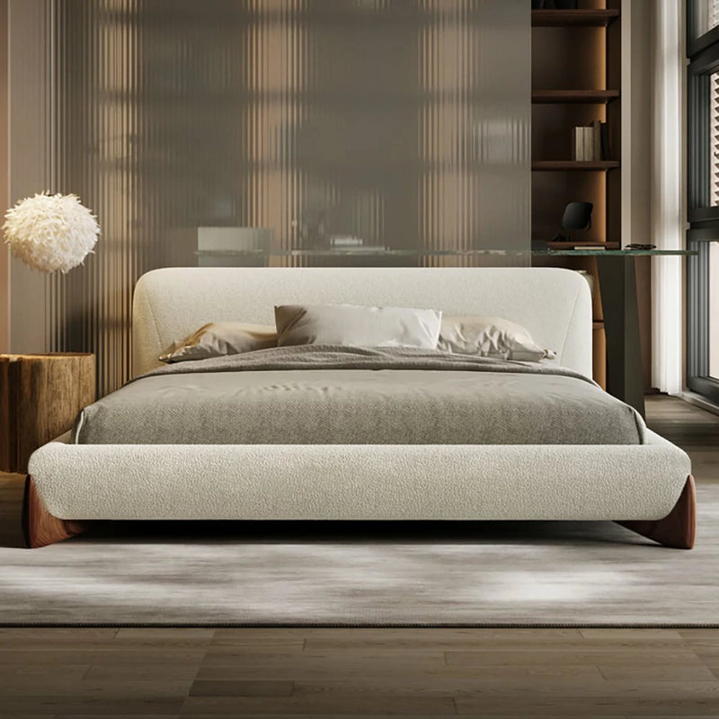 Cream Bouclé Bed Frame | Curved Headboard Bed