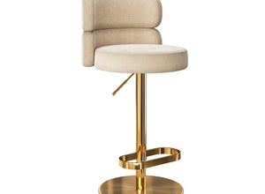 Velvet Swivel Bar Stool – Gold Base
