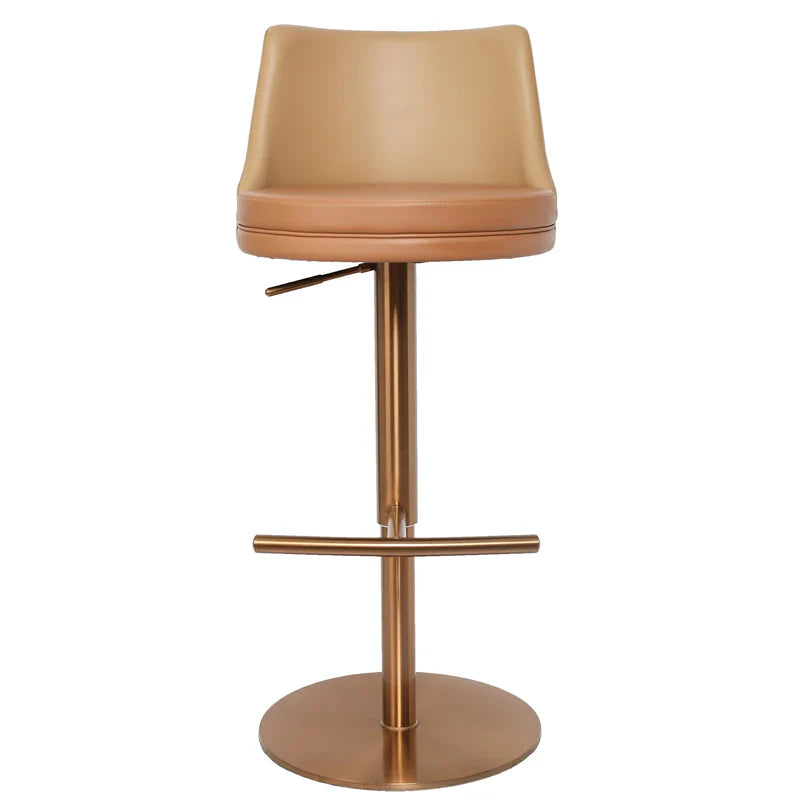 Velvet Swivel Bar Stool - Burnt Orange & Gold Base