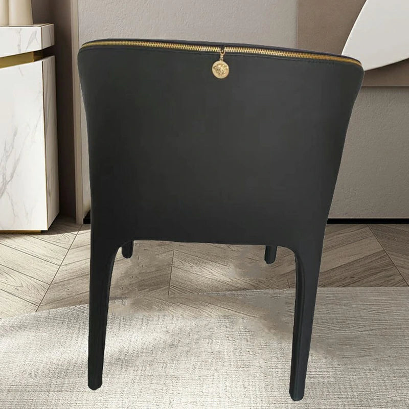 Stylish Black Upholstered Dining Chair with Gold Accent