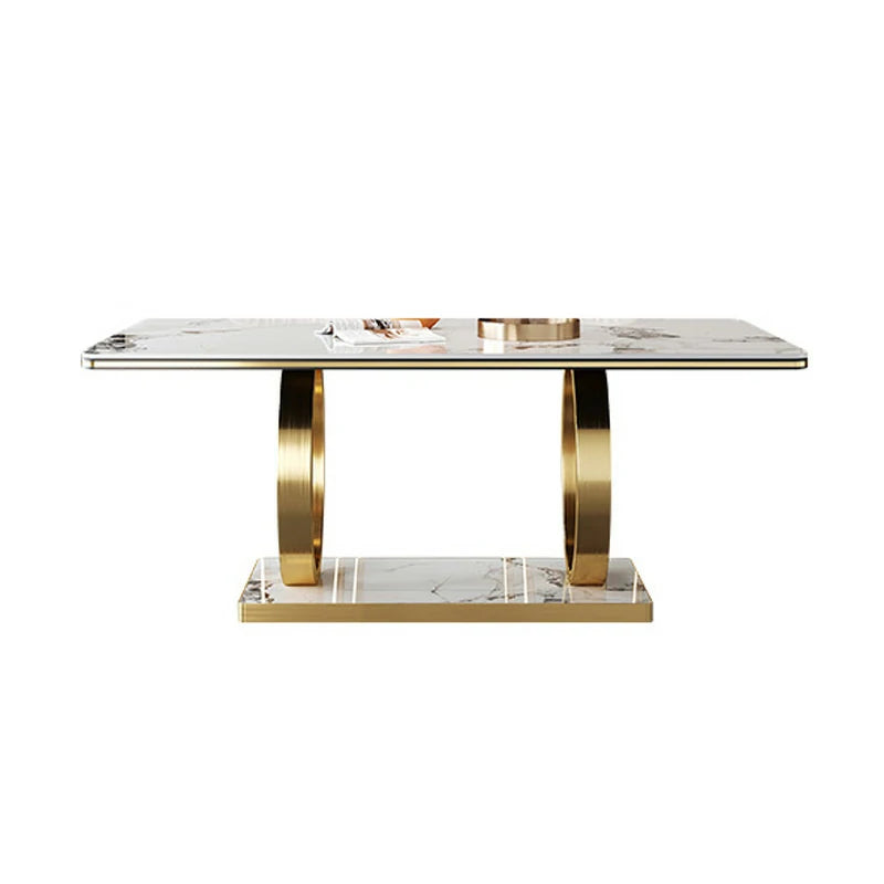 Marble Dining Table with Gold Base – Contemporary & Stylish