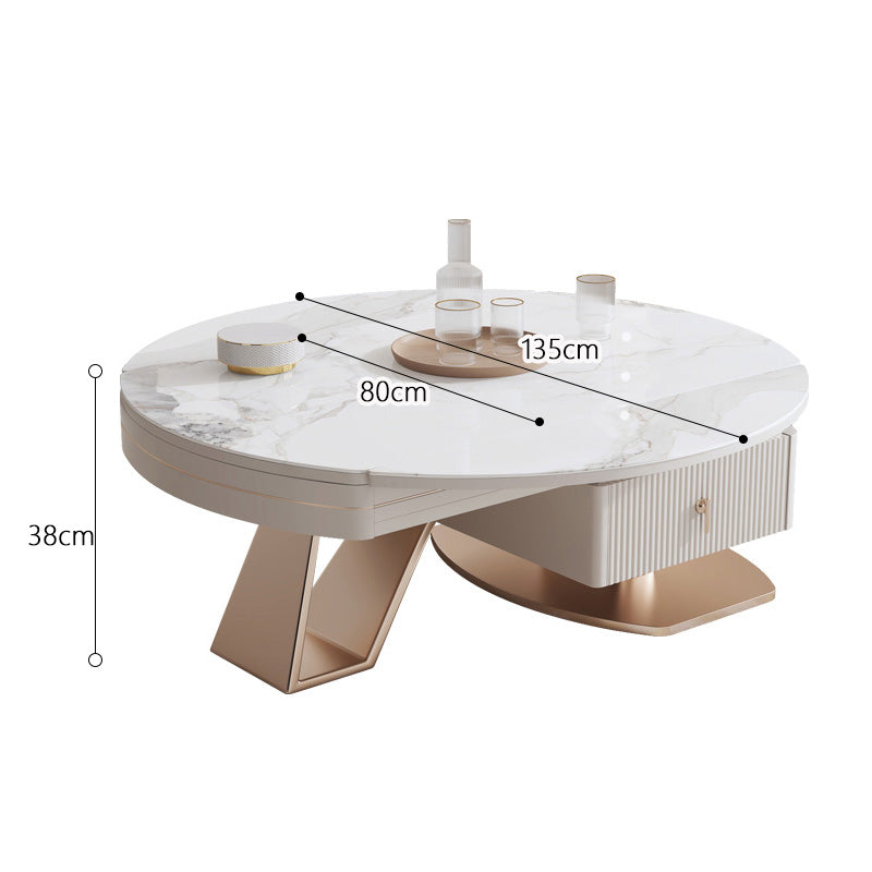 Marble Coffee Table w/Rose Gold & Storage | Elegant Design