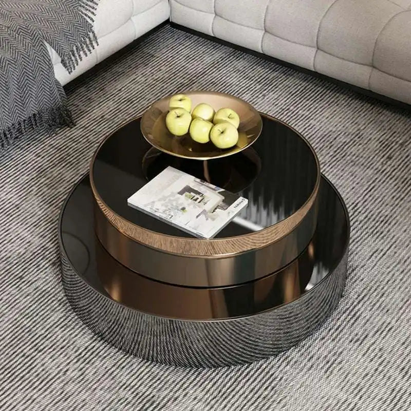 Black Nesting Coffee Tables with Bulldog Accent Decor