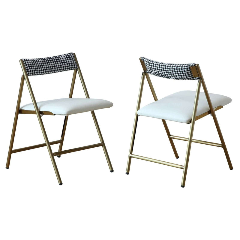Gold Folding Dining Chairs - Set of 2, Padded Seat