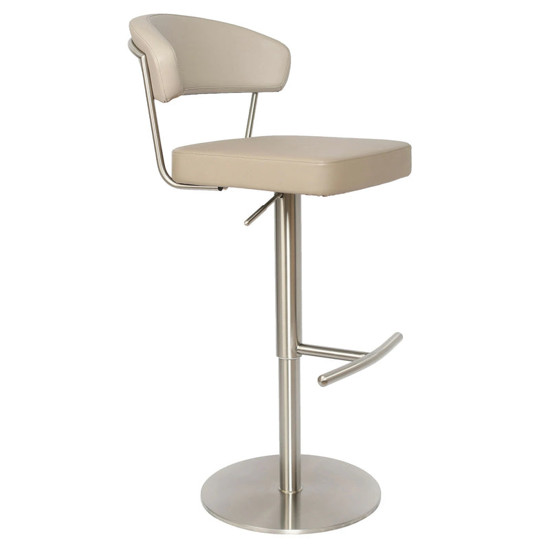 Contemporary Caramel Adjustable Bar Stool with Open Metal Back and Gold Base